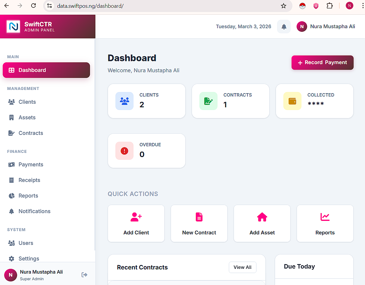 SwiftCTR - Installment Management System screenshot 1