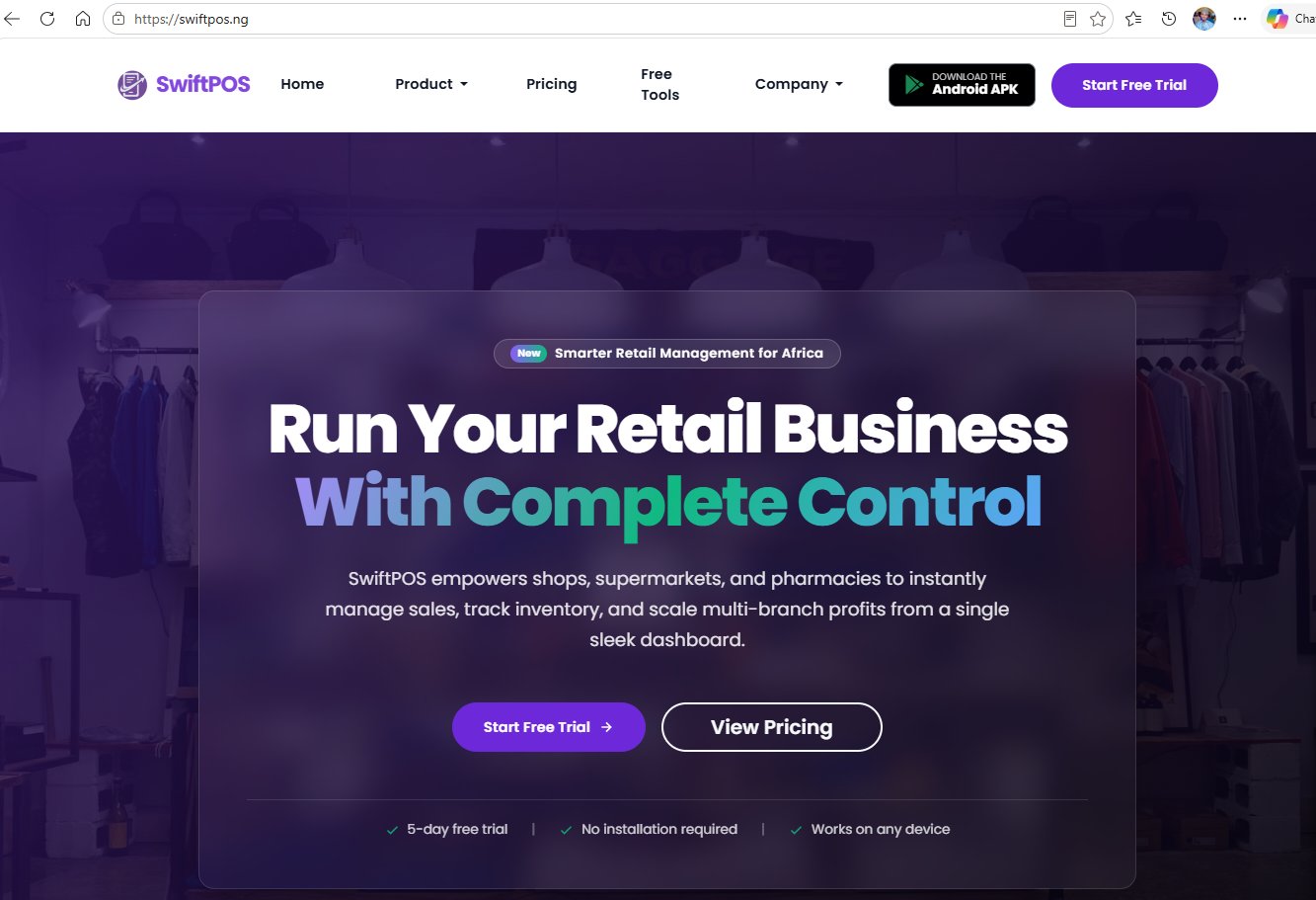 SwiftPOS home